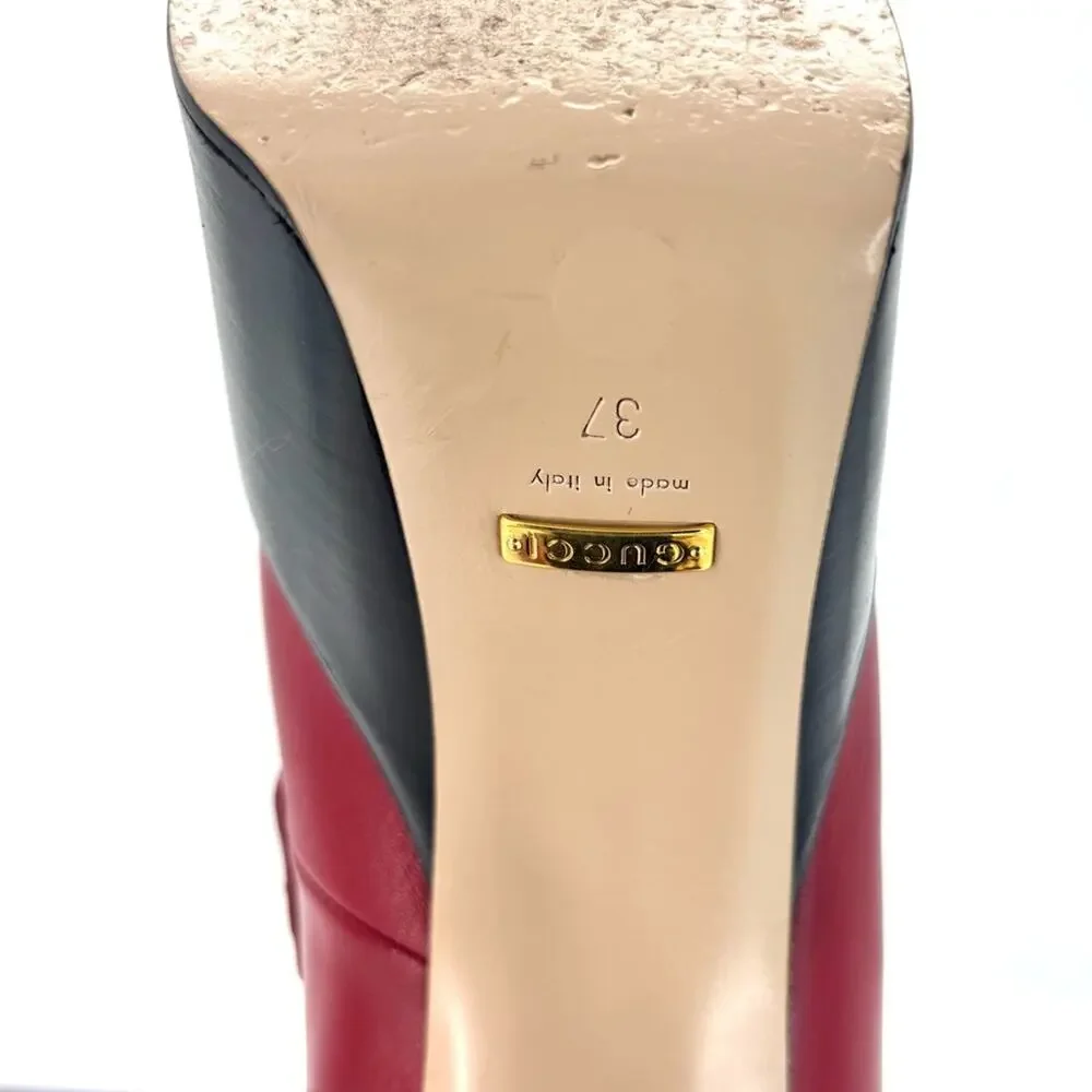 Gucci Vegas Pearl Horsebit Platform High Block Heel Loafers 37 - Picture 10 of 10